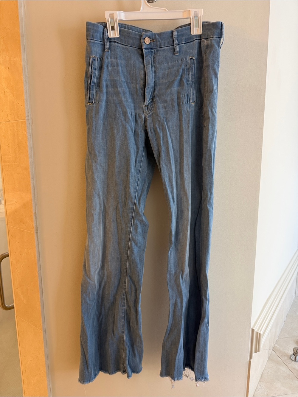 MOTHER Light Blue Women's Bootcut Jeans with Raw Hem